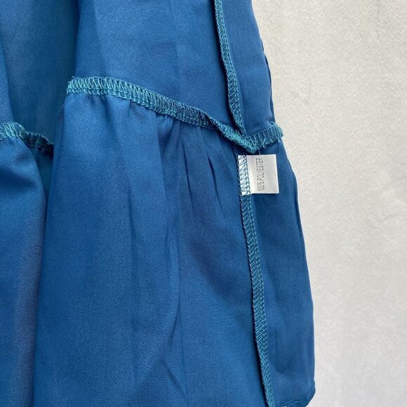 iGENJUN Off Shoulders Lantern Sleeve Smocked Backless A-Line Dress Women L Blue - Picture 8 of 16